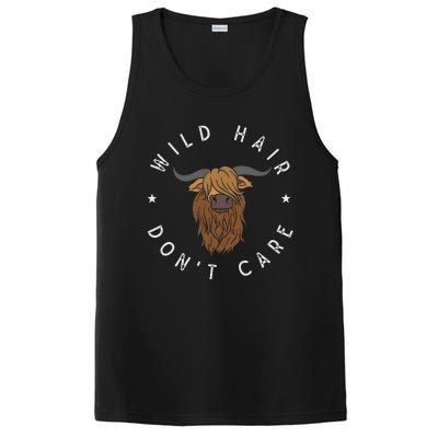 Wild Hair Dont Care Funny Scottish Farmer Gift Highland Cow PosiCharge Competitor Tank