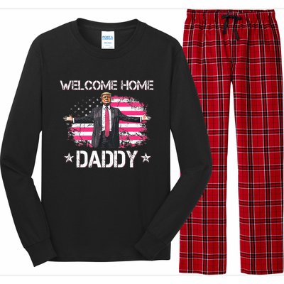 Welcome Home Daddy President Trump 2024 American Flag Long Sleeve Pajama Set