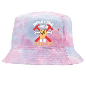 Work Hard Dream Big Happy Labor Day Gift Tie-Dyed Bucket Hat