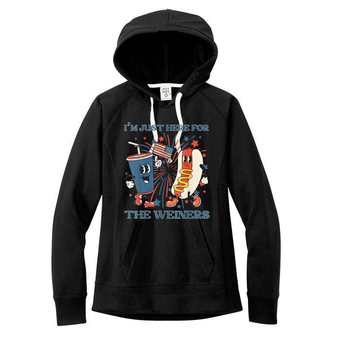 Womens Hot Dog Im Just Here For The Wieners 4Th Of July Women's Fleece Hoodie