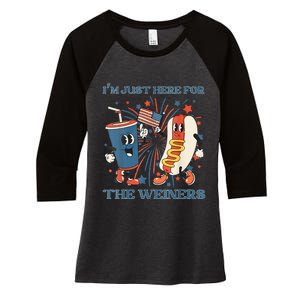 Womens Hot Dog Im Just Here For The Wieners 4Th Of July Women's Tri-Blend 3/4-Sleeve Raglan Shirt