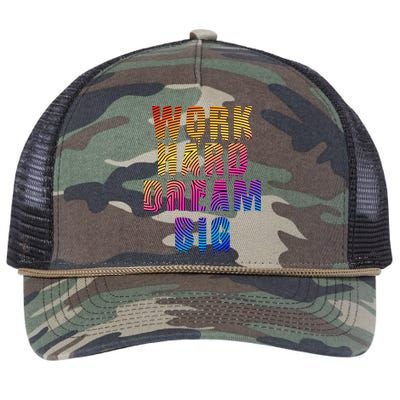 Work Hard Dream Big Inspirational Retro Rope Trucker Hat Cap