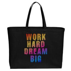 Work Hard Dream Big Inspirational Cotton Canvas Jumbo Tote