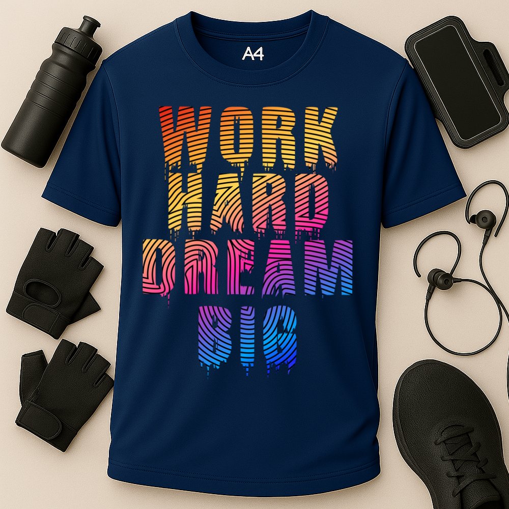 Work Hard Dream Big Inspirational Cooling Performance Crew T-Shirt
