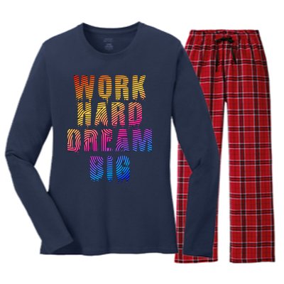 Work Hard Dream Big Inspirational Women's Long Sleeve Flannel Pajama Set 