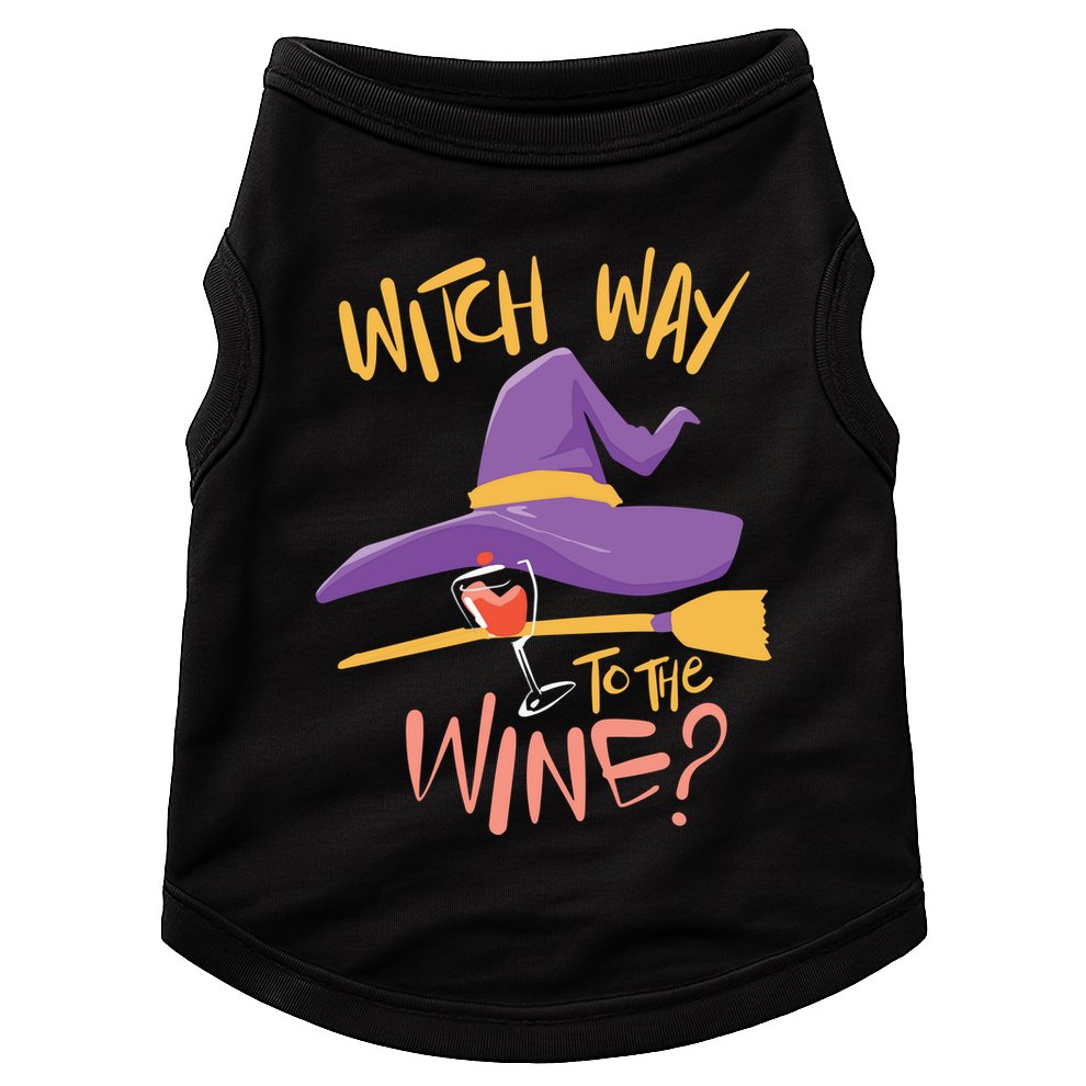 Women Halloween Drinking Witch Way To The Wine Long Sleeve Doggie Tank