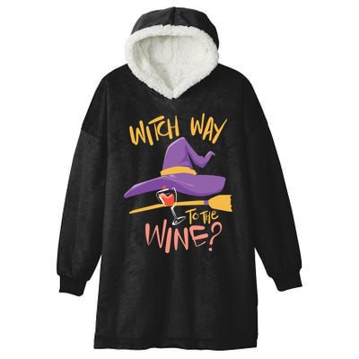 Women Halloween Drinking Witch Way To The Wine Long Sleeve Hooded Wearable Blanket