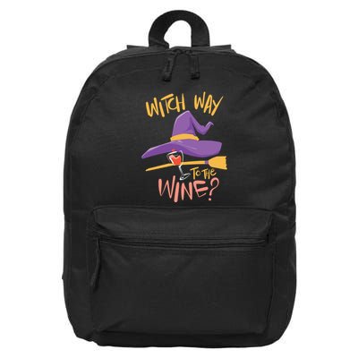 Women Halloween Drinking Witch Way To The Wine Long Sleeve 16 in Basic Backpack
