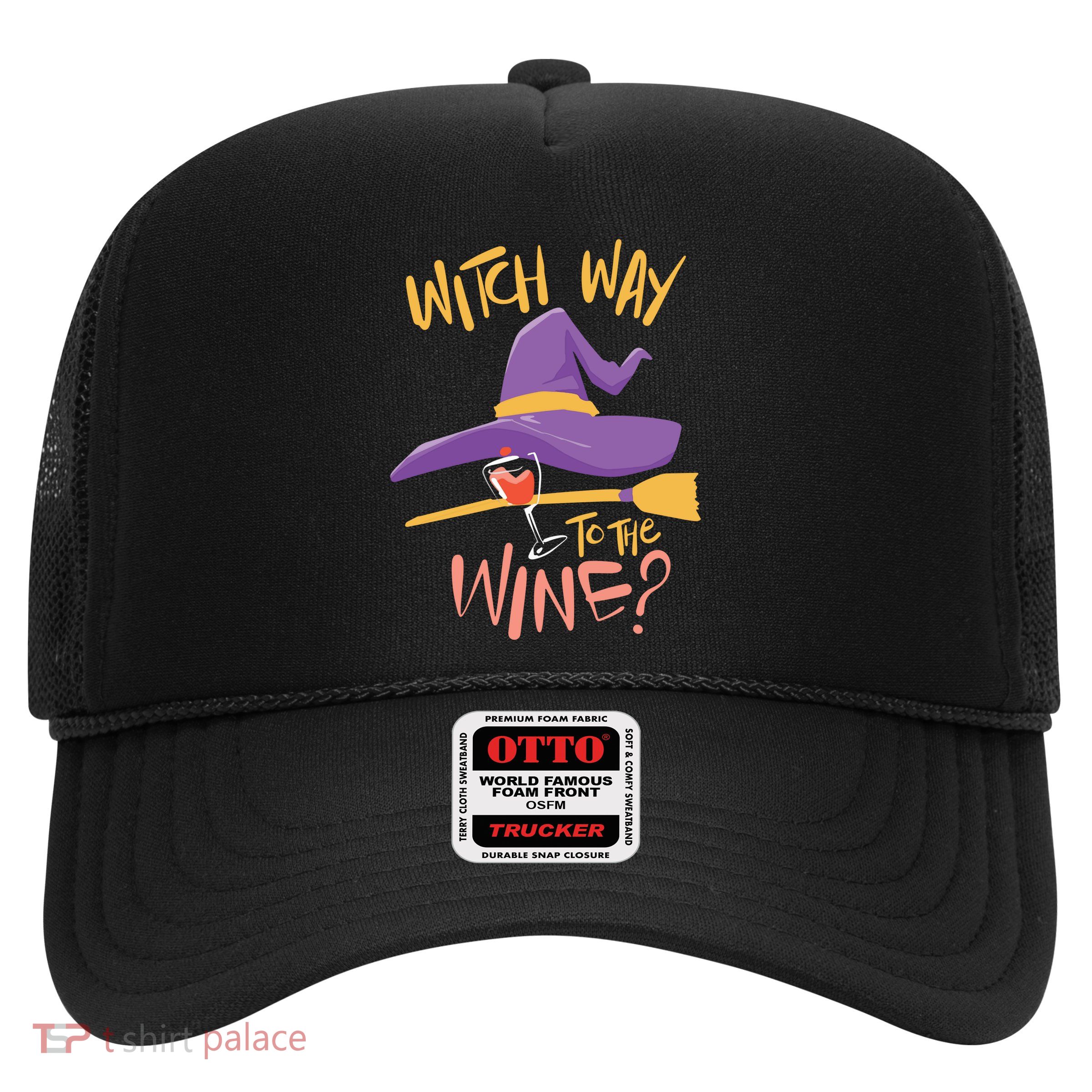 Women Halloween Drinking Witch Way To The Wine Long Sleeve Trucker Hat
