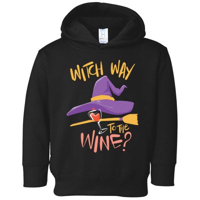 Women Halloween Drinking Witch Way To The Wine Long Sleeve Toddler Hoodie