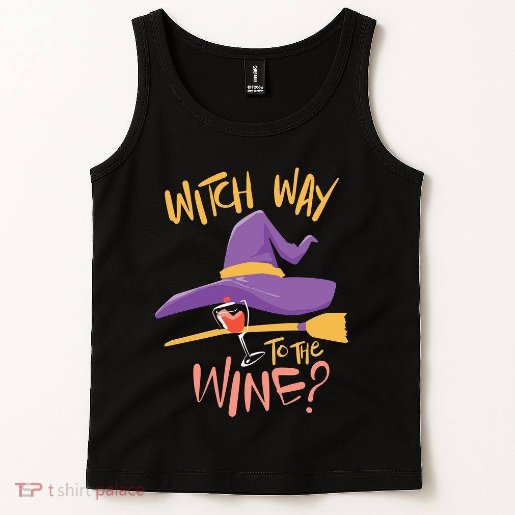 Women Halloween Drinking Witch Way To The Wine Long Sleeve Tank Top