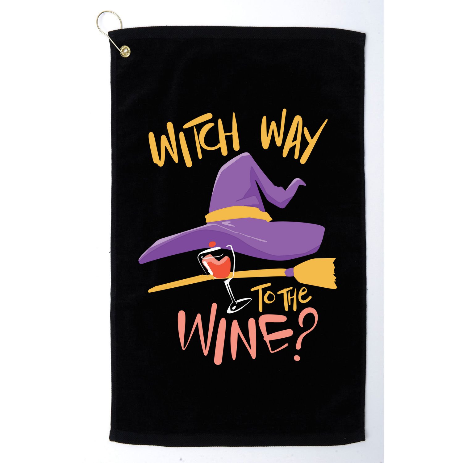 Women Halloween Drinking Witch Way To The Wine Long Sleeve Golf Towel