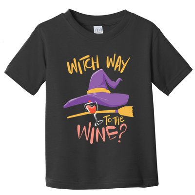 Women Halloween Drinking Witch Way To The Wine Long Sleeve Toddler T-Shirt