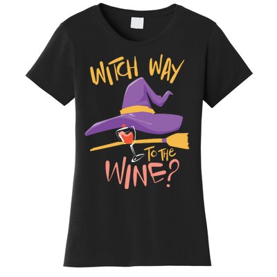 Women Halloween Drinking Witch Way To The Wine Long Sleeve Women's T-Shirt