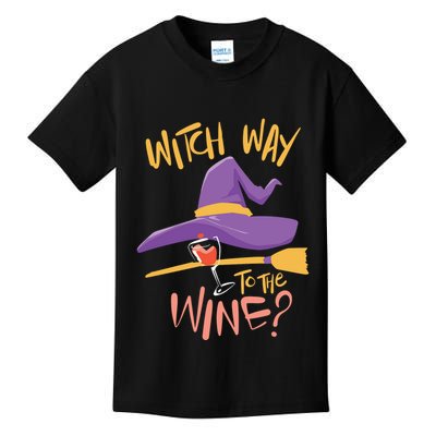 Women Halloween Drinking Witch Way To The Wine Long Sleeve Kids T-Shirt