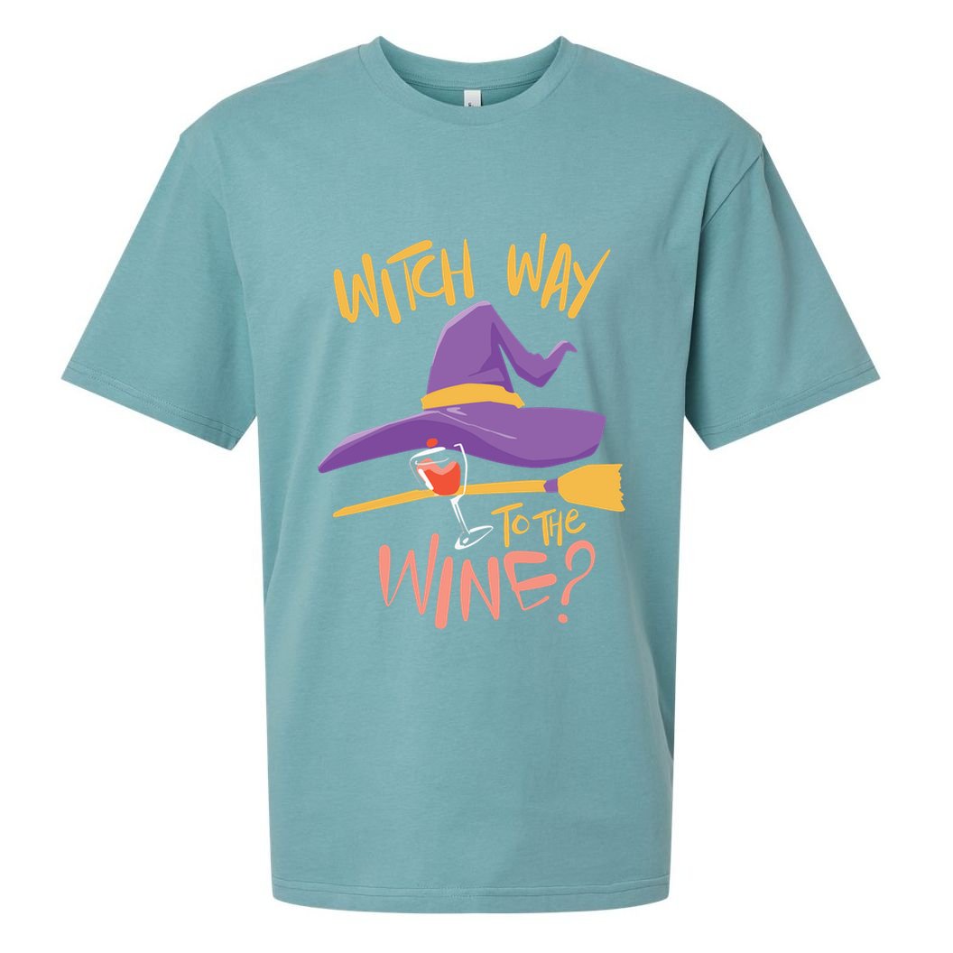 Women Halloween Drinking Witch Way To The Wine Long Sleeve Sueded Cloud Jersey T-Shirt