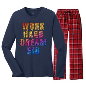 Work Hard Dream Big Women's Long Sleeve Flannel Pajama Set 