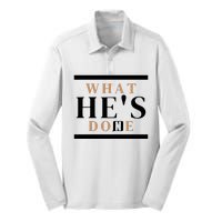 What He's Done Church Silk Touch Performance Long Sleeve Polo