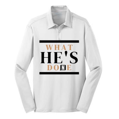 What He's Done Church Silk Touch Performance Long Sleeve Polo