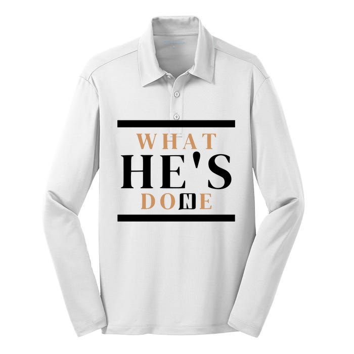 What He's Done Church Silk Touch Performance Long Sleeve Polo