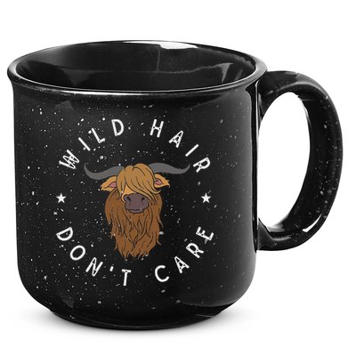 Wild Hair Dont Care Funny Scottish Farmer Gift Highland Cow 15oz Campfire Ceramic Mug