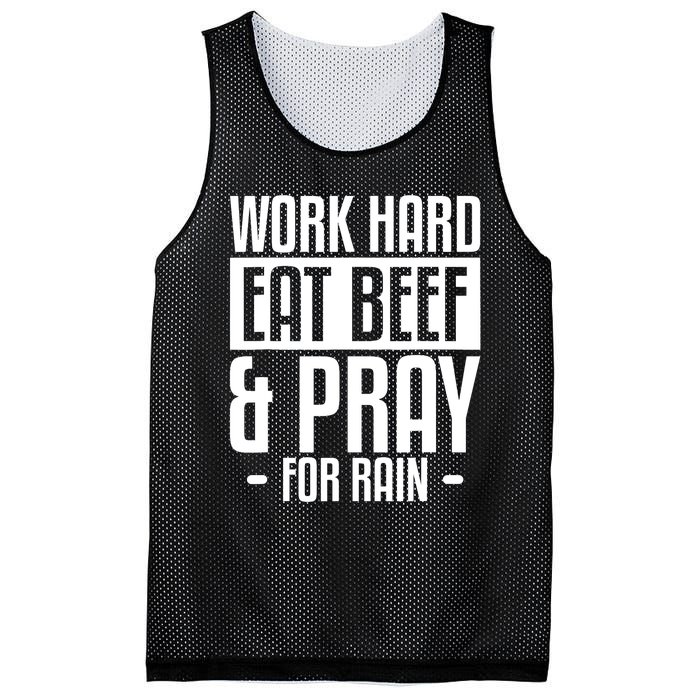 Work Hard Eat Beef & Pray For Rain Farming Farmer Mesh Reversible Basketball Jersey Tank