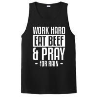 Work Hard Eat Beef & Pray For Rain Farming Farmer PosiCharge Competitor Tank