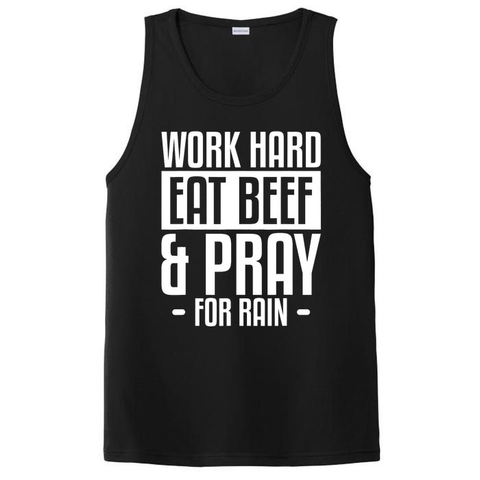 Work Hard Eat Beef & Pray For Rain Farming Farmer PosiCharge Competitor Tank