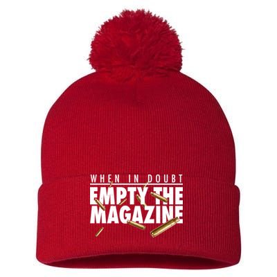 When In Doubt Empty The Magazine Pom Pom 12in Knit Beanie