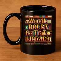 When In Doubt Go To The Library 11oz C Handle Ceramic Mug