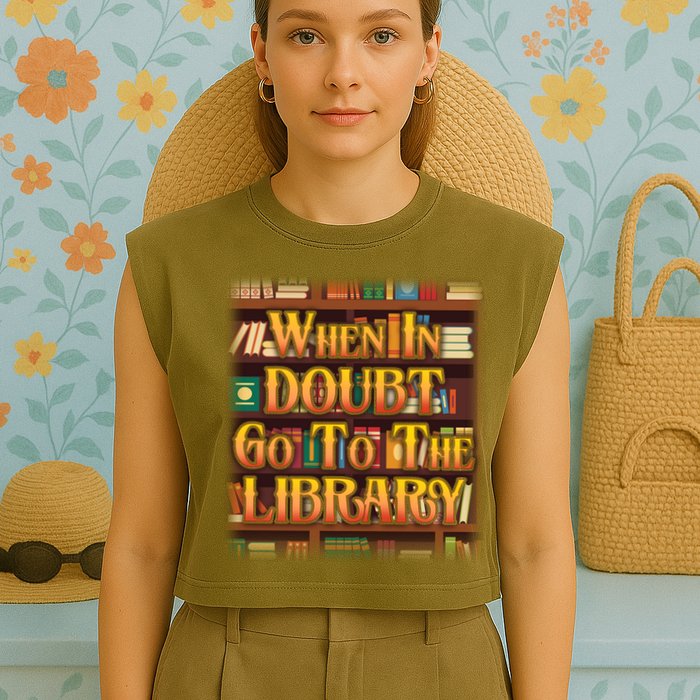 When In Doubt Go To The Library Garment-Dyed Women's Muscle Tee