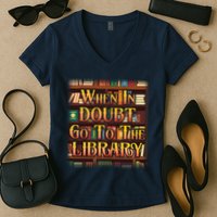 When In Doubt Go To The Library Women's V-Neck T-Shirt