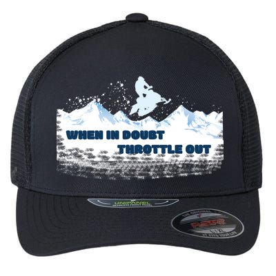 When In Doubt Throttle Out Snowmobiling Flexfit Unipanel Trucker Cap