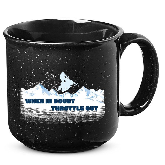 When In Doubt Throttle Out Snowmobiling 15oz Campfire Ceramic Mug