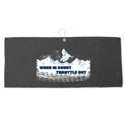 When In Doubt Throttle Out Snowmobiling Large Microfiber Waffle Golf Towel