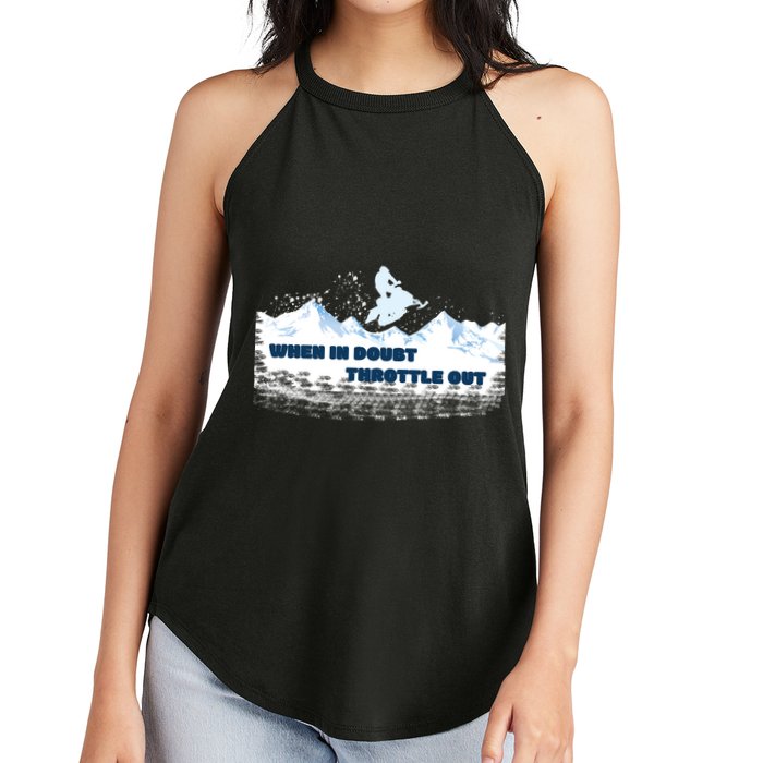 When In Doubt Throttle Out Snowmobiling Women's Perfect Tri Rocker Tank