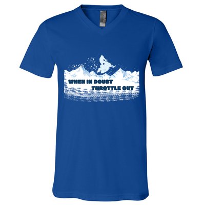 When In Doubt Throttle Out Snowmobiling V-Neck T-Shirt