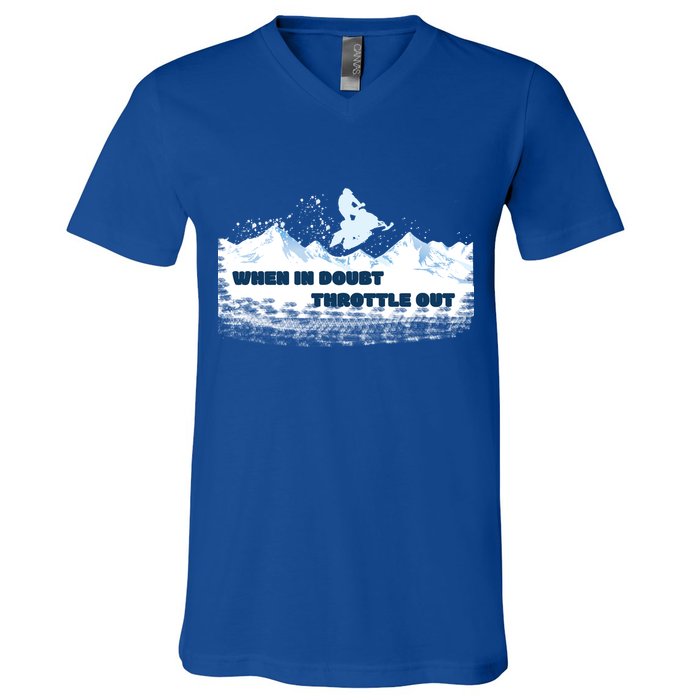 When In Doubt Throttle Out Snowmobiling V-Neck T-Shirt