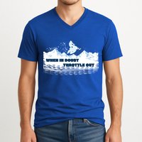 When In Doubt Throttle Out Snowmobiling V-Neck T-Shirt