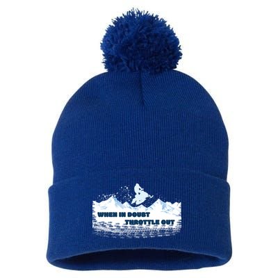When In Doubt Throttle Out Snowmobiling Pom Pom 12in Knit Beanie