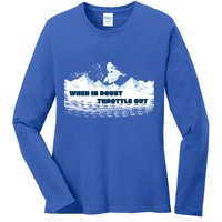 When In Doubt Throttle Out Snowmobiling Ladies Long Sleeve Shirt