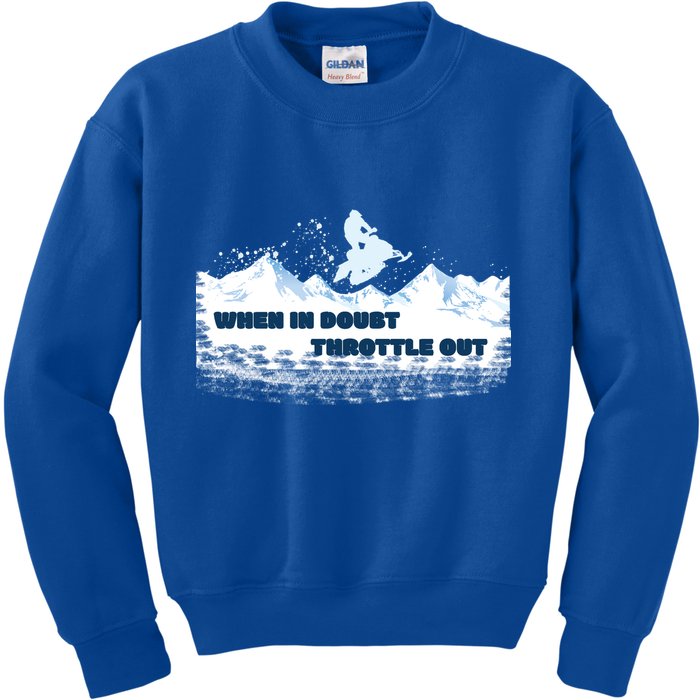 When In Doubt Throttle Out Snowmobiling Kids Sweatshirt