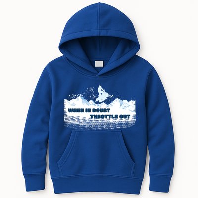When In Doubt Throttle Out Snowmobiling Kids Hoodie