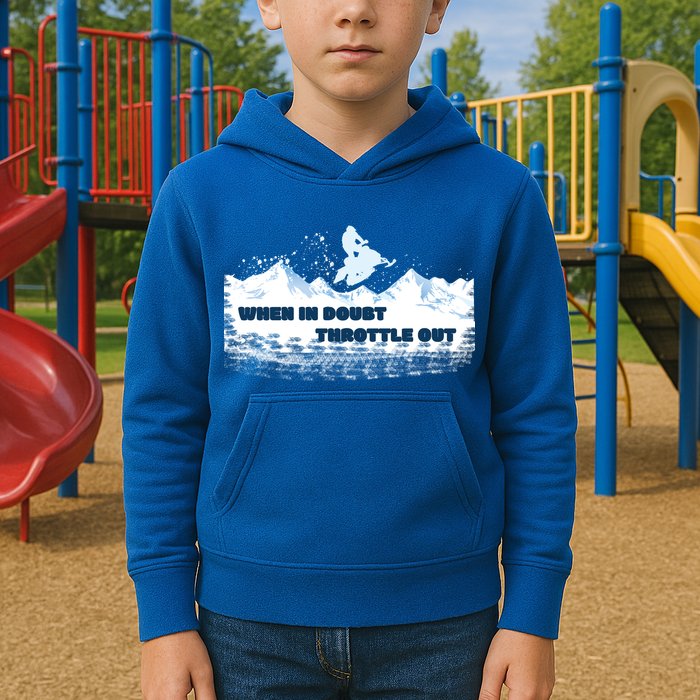 When In Doubt Throttle Out Snowmobiling Kids Hoodie