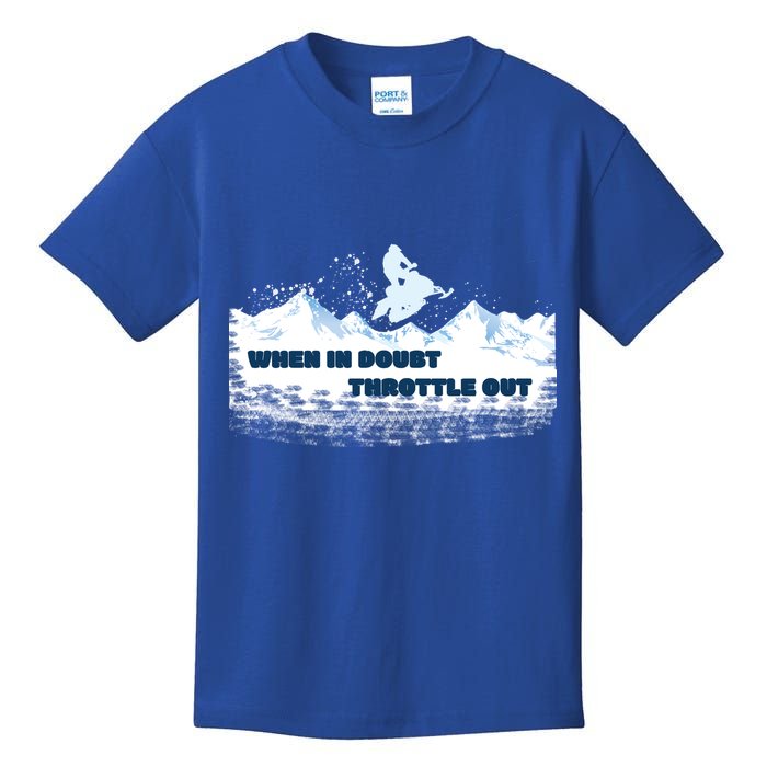 When In Doubt Throttle Out Snowmobiling Kids T-Shirt