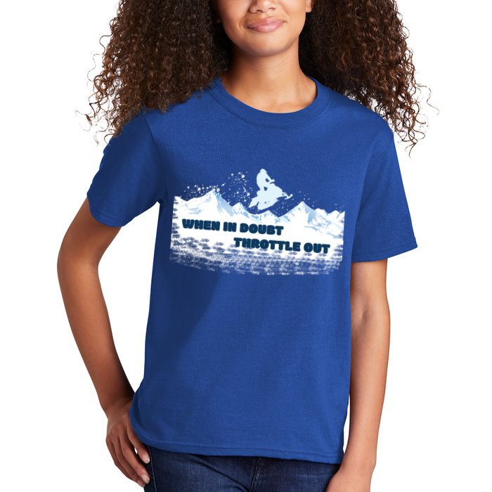 When In Doubt Throttle Out Snowmobiling Kids T-Shirt