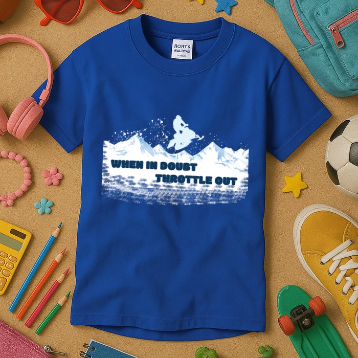 When In Doubt Throttle Out Snowmobiling Kids T-Shirt