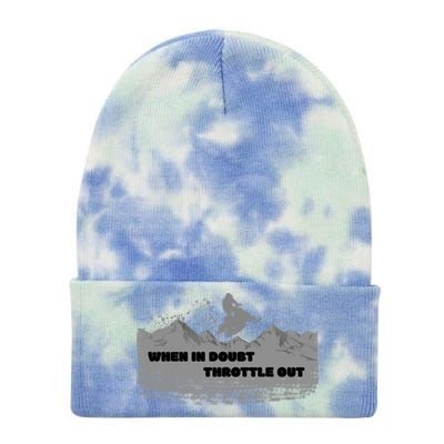 When In Doubt Throttle Out Snowmobiling Tie Dye 12in Knit Beanie