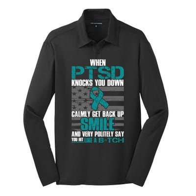 When PTSD Knock You Down Silk Touch Performance Long Sleeve Polo