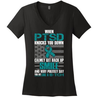 When PTSD Knock You Down Women's V-Neck T-Shirt